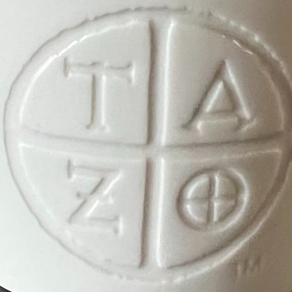 Starbucks TAZO Asymmetrical  Blue & White Bone China Handleless Tea Cup Mug 2011 - Picture 3 of 6